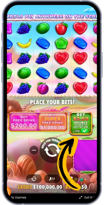 Activate Double chance Sweet Bonanza