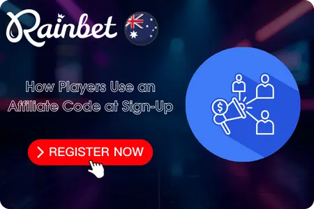 Rainbet sign-up with affiliate code entry